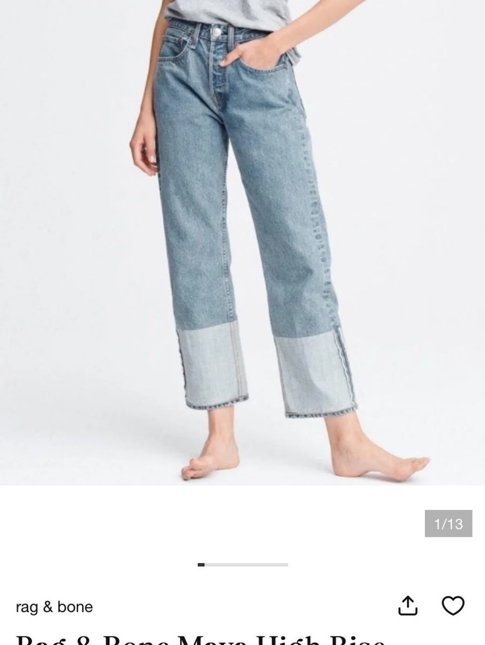 Rag & Bone Maya High Rise Ankle Straight Leg Jeans Women's 24 NWT